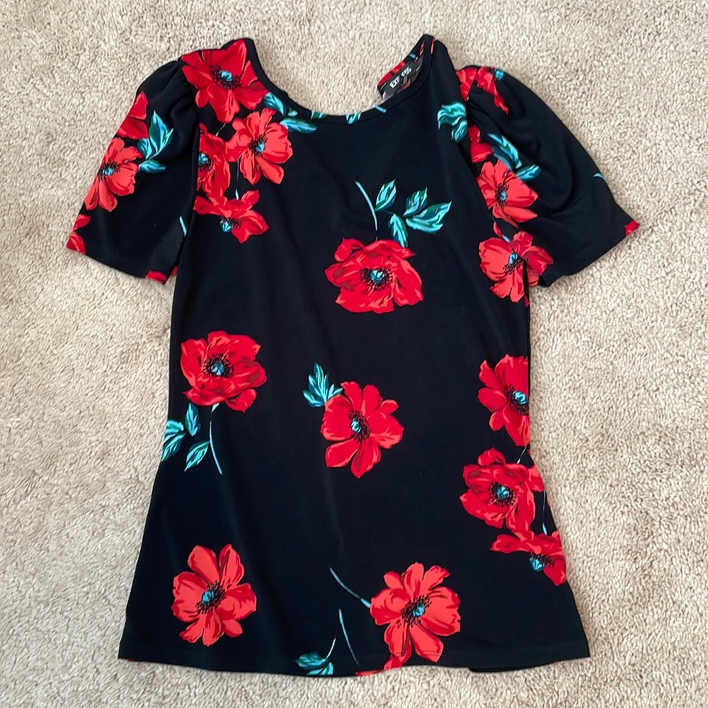 Black and red flower blouse from Express